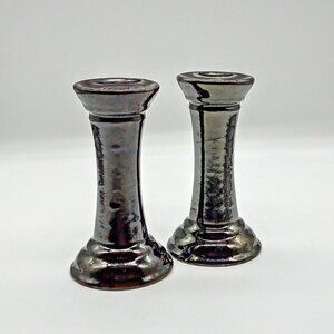 Biedermann Glazed Ceramic Tapered Candle Holders (2)